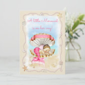 Princess Mermaid Name on Clam Shell Baby Shower Invitation (Standing Front)