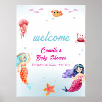Princess Mermaid Ocean Coral Baby Shower Welcome