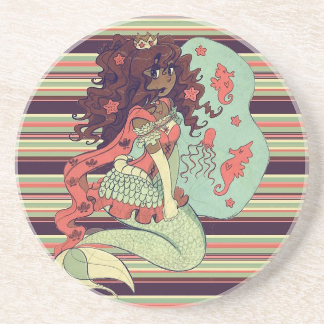 Princess Mermaid Sandstone Coaster (Front)
