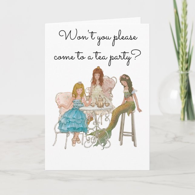 Princess Mermaid Tea Party Invitation, Customize Card (Front)