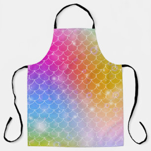 Princess mermaid with kawaii rainbow scales patter apron