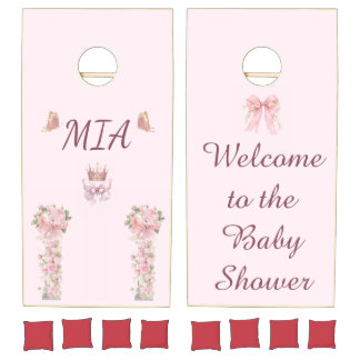 Princess Mia Pink Floral Baby Shower Cornhole Set