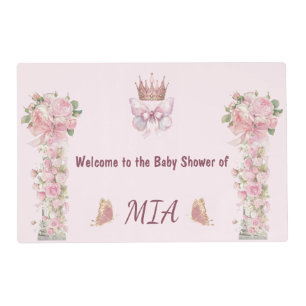 Princess Mia Pink Floral Baby Shower Placemat