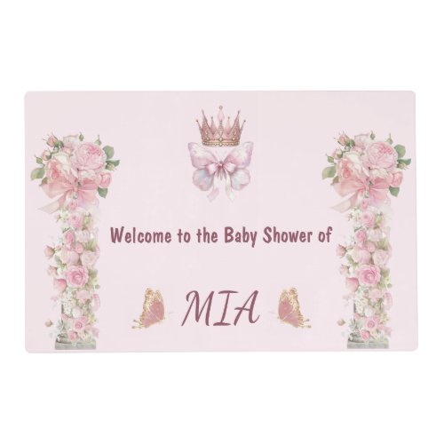 Princess Mia Pink Floral Baby Shower Placemat