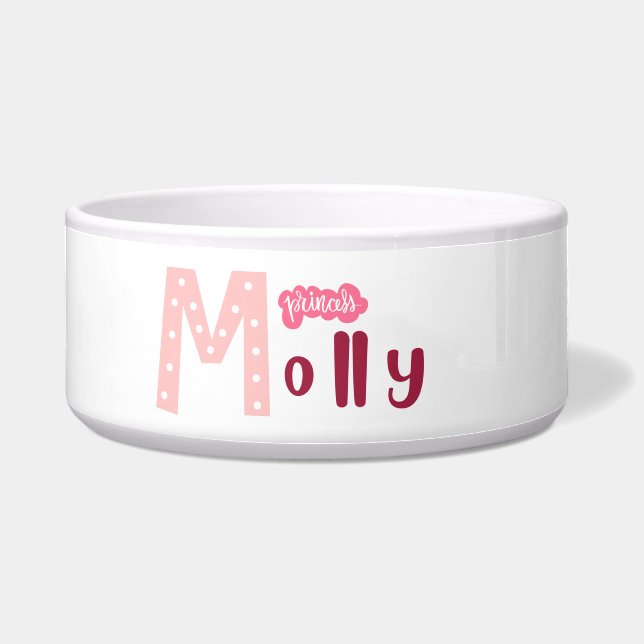 princess Molly - dogs and cats personalised bowl (Front)