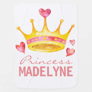 Princess Monogram Any Girls Name Custom Tiara Swaddle Blanket