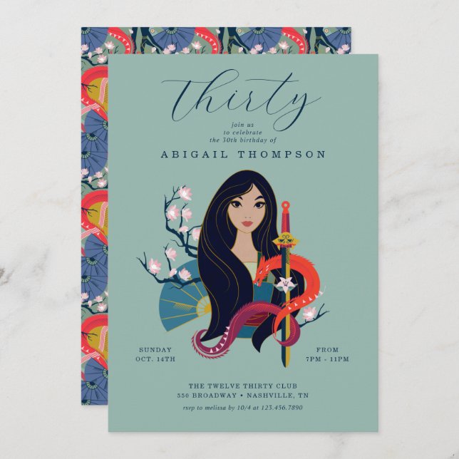 Princess Mulan | 30th Birthday Invitation (Front/Back)