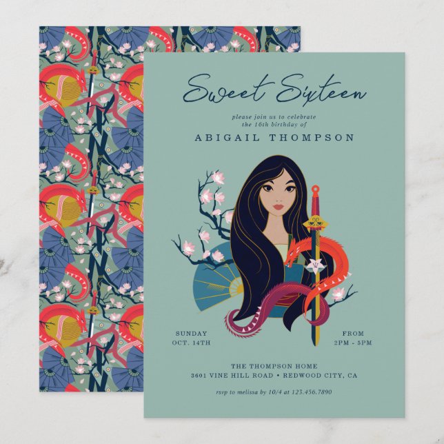 Princess Mulan | Sweet 16 Birthday Invitation (Front/Back)