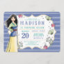 Princess Mulan | Watercolor  Stripe Birthday Invitation
