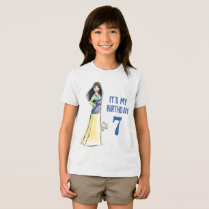 Princess Mulan   Watercolor Stripe Birthday Tri-Blend Shirt