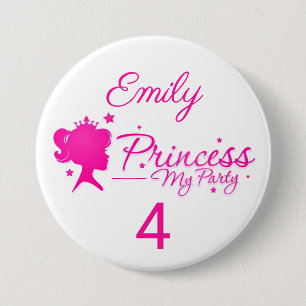 Princess My Party Personalize Name Age Birthday Button