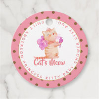 Princess (NAME) Is The Cats Meow Girls Pink Shower Favor Tags