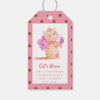 Princess (NAME) Is The Cats Meow Girls Pink Shower Gift Tags