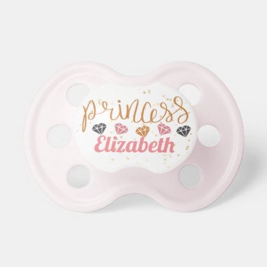 Princess (NAME) Is The Cats Meow Girls Pink Shower Pacifier