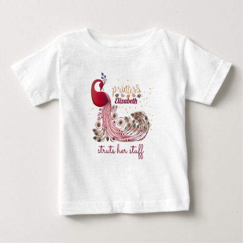 Princess NAME Peacock Struts Her Stuff _ Shower Baby T_Shirt