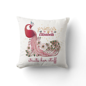 Princess (NAME) Peacock Struts Her Stuff - Shower Throw Pillow