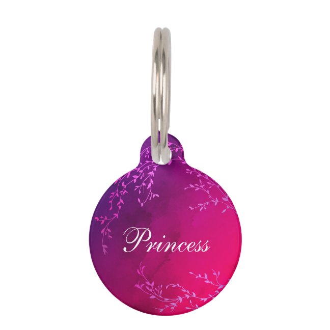 Princess name pink glitz pet ID tag