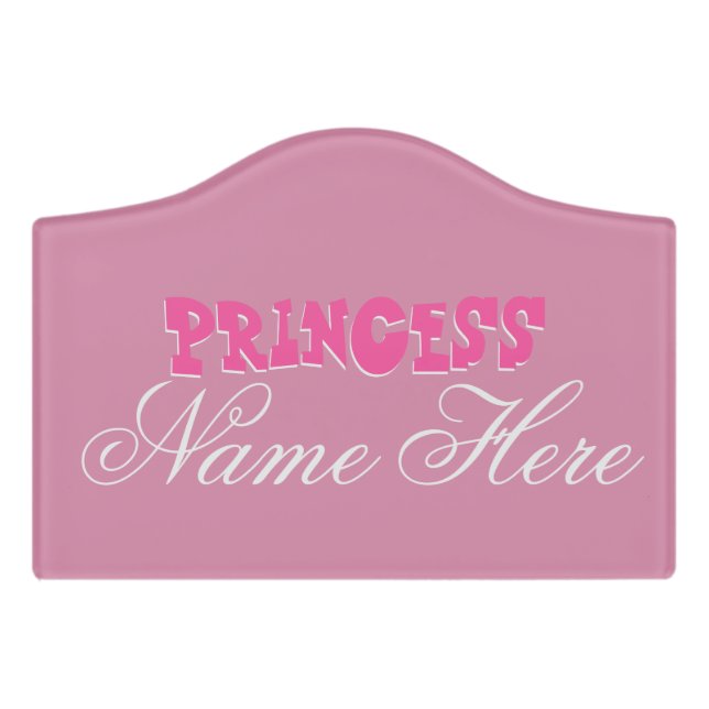 Princess "Name" Small Room Sign, Foam Adhesive Door Sign (Small Crest Front)