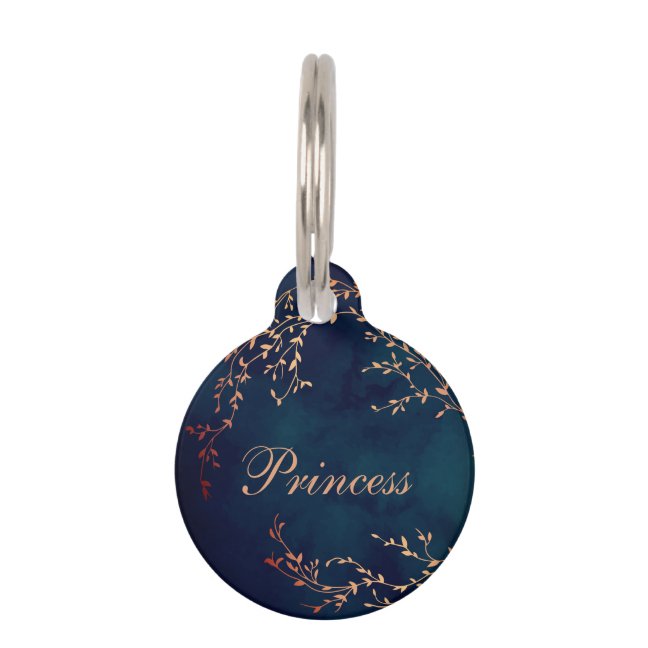Princess Navy Rose Gold Cat Dog Pet ID Tag