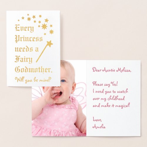 Princess Needs a Fairy Godmother Photo Gold Stars  Foil Card