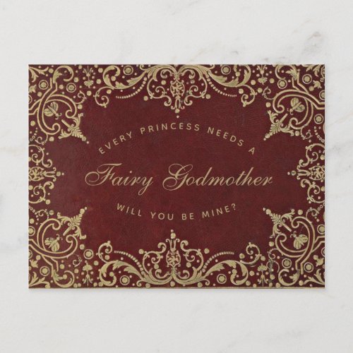Princess Needs a Fairy Godmother Vintage Red Gold Postcard