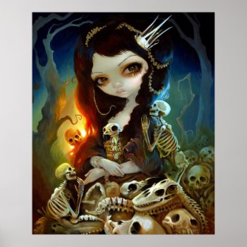 Princess Of Bones Art Print Lowbrow Art Skeleton by strangeling at Zazzle