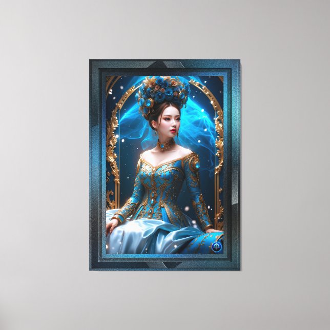 Princess Of The Blue Rose AI Art by Xzendor7 Canvas Print (Front)