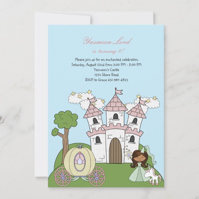 Princess of the Castle African American Invitation (Front)