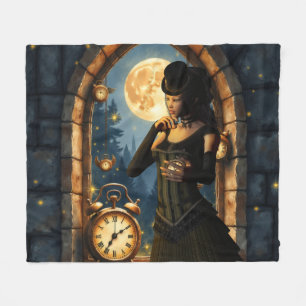 Princess of the Clocks – Keeper of Moonlit Hours.  Fleece Blanket
