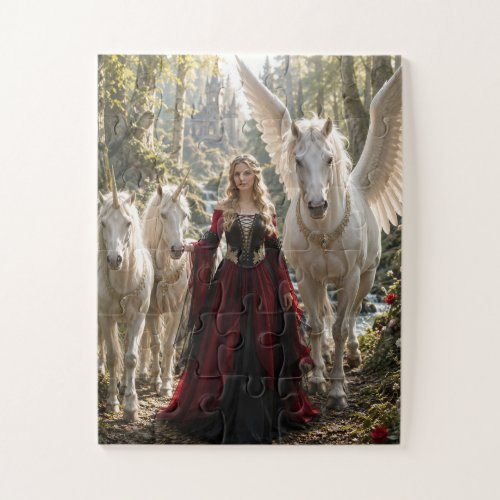 Princess of the Enchanted Unicorn Forest Jigsaw Puzzle