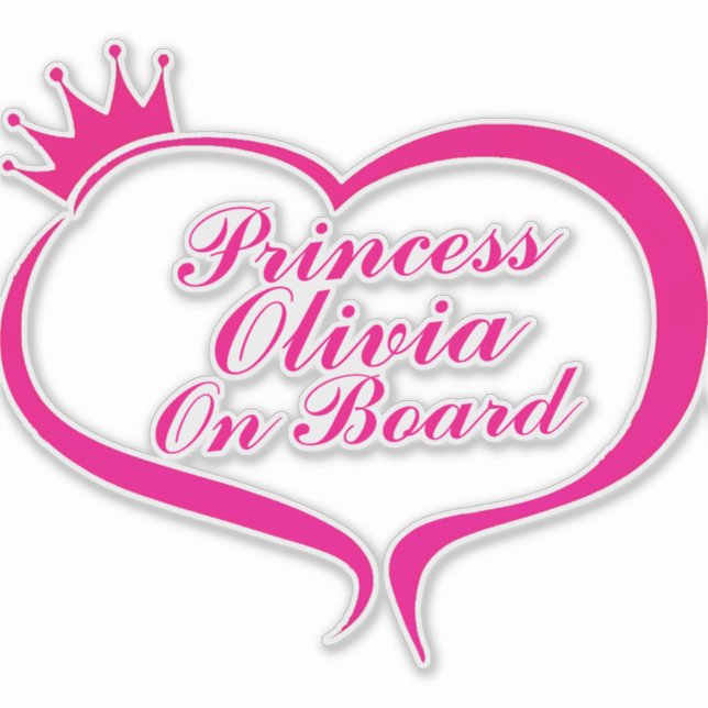 "Princess On Board" Car Sticker (Front)
