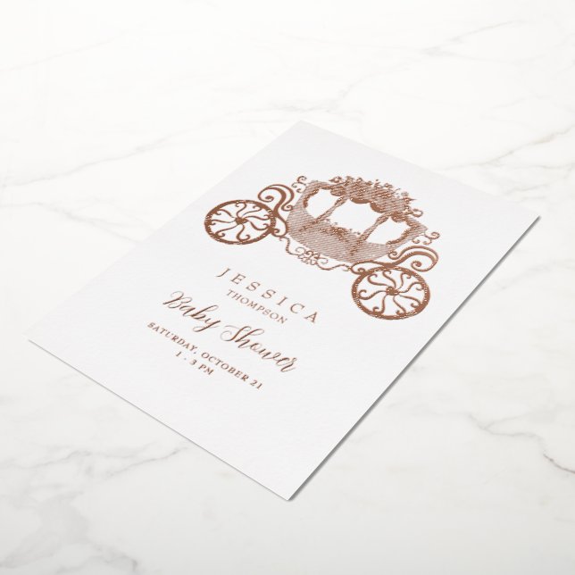Princess On the Way Baby Shower Rose Gold Foil Invitation (Rotated)