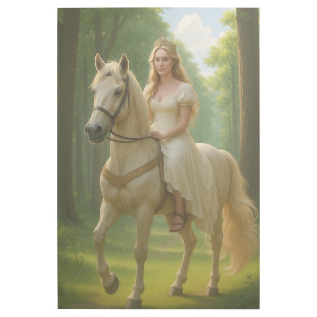 Princess on White Horse in Enchanted Forest Gallery Wrap (Front)