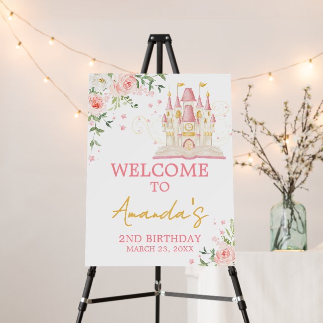 Princess Once Upon a Time Birthday Welcome Sign (In Situ (Stand))