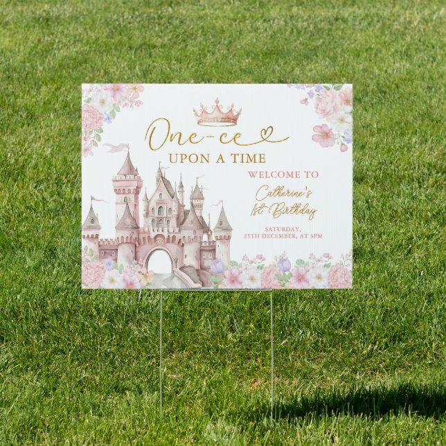 Princess ONE-CE Upon a time Birthday Castle Crown Sign (Insitu)