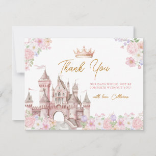 Princess ONE-CE Upon a time Birthday Castle Crown Thank You Card