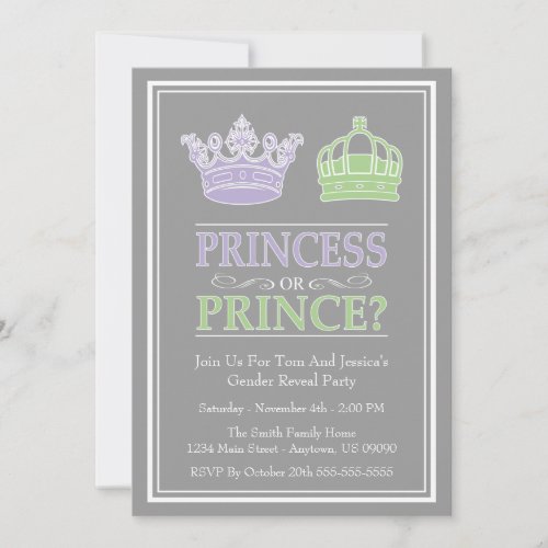 Princess Or Prince Gender Reveal Party Invitations