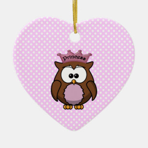 Princess owl ceramic ornament