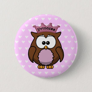 princess owl pinback button
