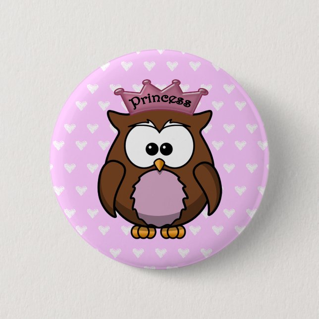 princess owl pinback button (Front)