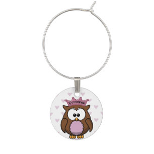 princess owl wine charm