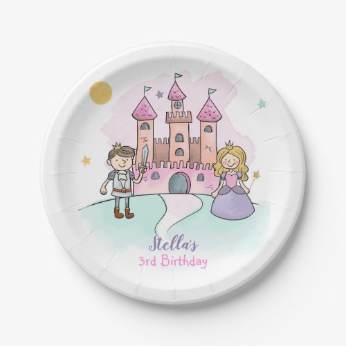 Princess Paper Plates Girl Birthday Fairytale Pink