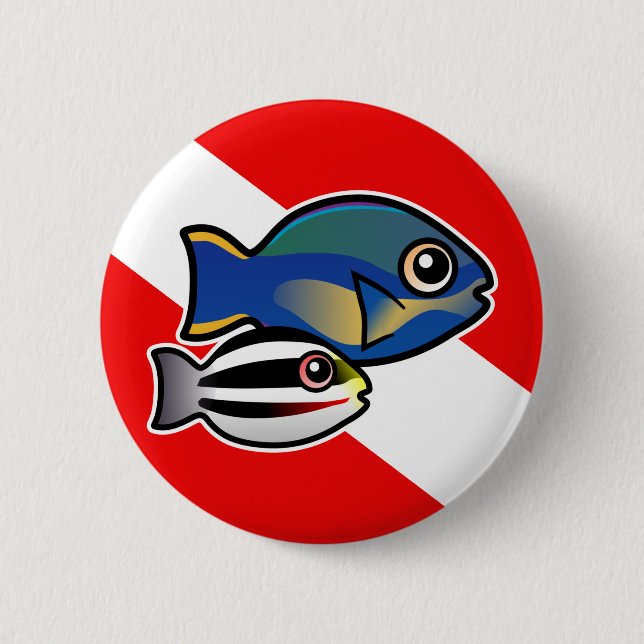 Princess Parrotfish & Baby Dive Flag Button (Front)