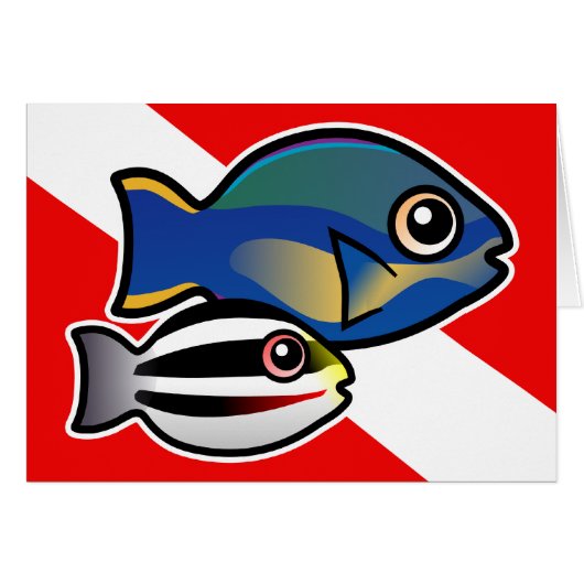 Princess Parrotfish & Baby Dive Flag Cards (Front Horizontal)