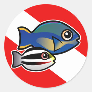 Princess Parrotfish & Baby Dive Flag Classic Round Sticker