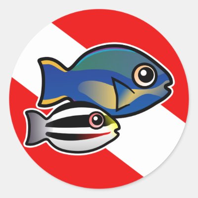 Princess Parrotfish &amp; Baby Dive Flag Classic Round Sticker