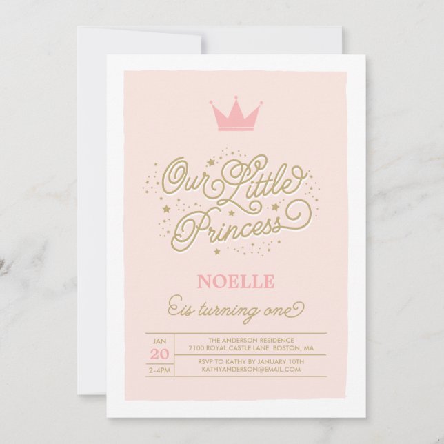 Princess Party 1st Birthday | Birthday Invitation (Front)