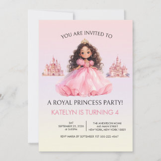 Princess Party Any Age Pink Birthday Invitation
