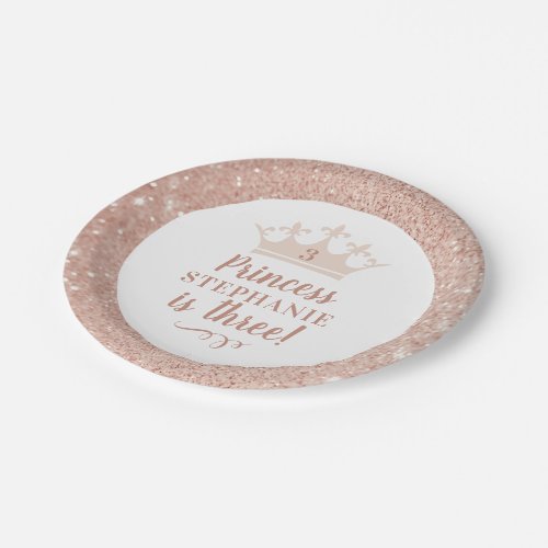 Princess Party Blush Pink Royal Crown Birthday Paper Plates