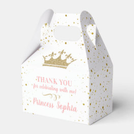 Princess Party Crown Pink Gold Thank You Favor Boxes